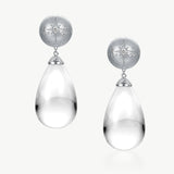 MaiaMina Rhodium Plated Clear Quartz Drop Earrings Removable Statement Earrings Cetus Collection