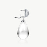 MaiaMina Rhodium Plated Clear Quartz Drop Earrings Removable Statement Earrings Cetus Collection