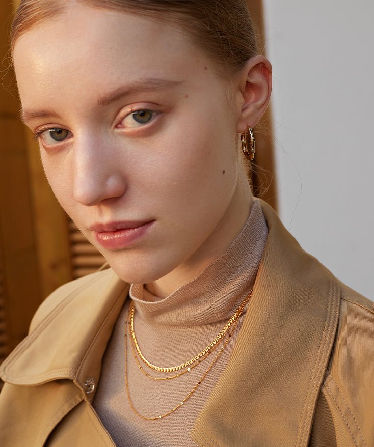 Classic Gold Disc Layered Necklace | Dainty Double Chain in 18K Gold Vermeil – MaiaMina