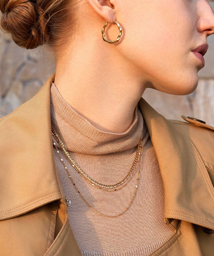 Classic Gold Disc Layered Necklace | Dainty Double Chain in 18K Gold Vermeil – MaiaMina