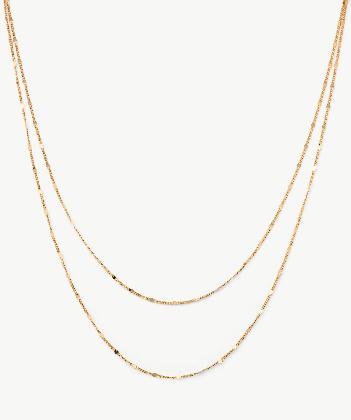 Classic Gold Disc Layered Necklace | Dainty Double Chain in 18K Gold Vermeil – MaiaMina