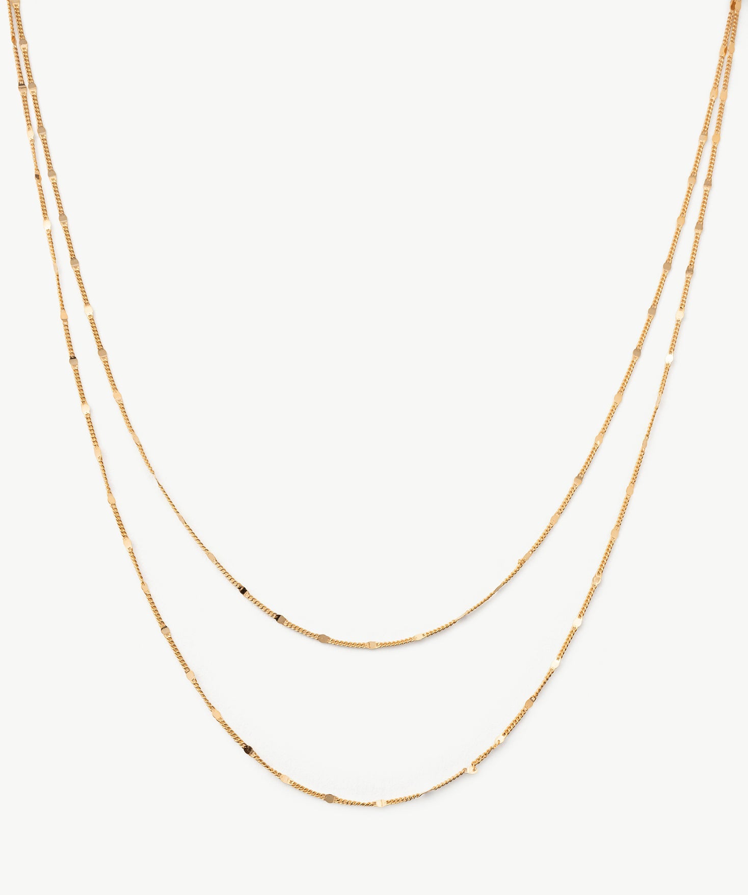 Classic Gold Disc Layered Necklace | Dainty Double Chain in 18K Gold Vermeil – MaiaMina