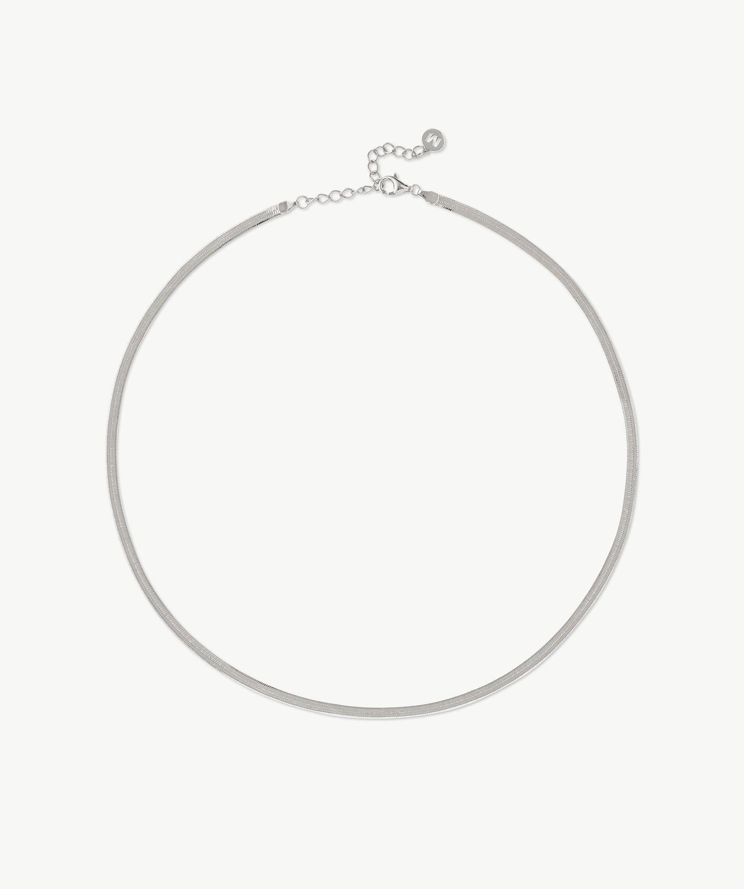 Classic Silver Herringbone Chain Necklace | MaiaMina