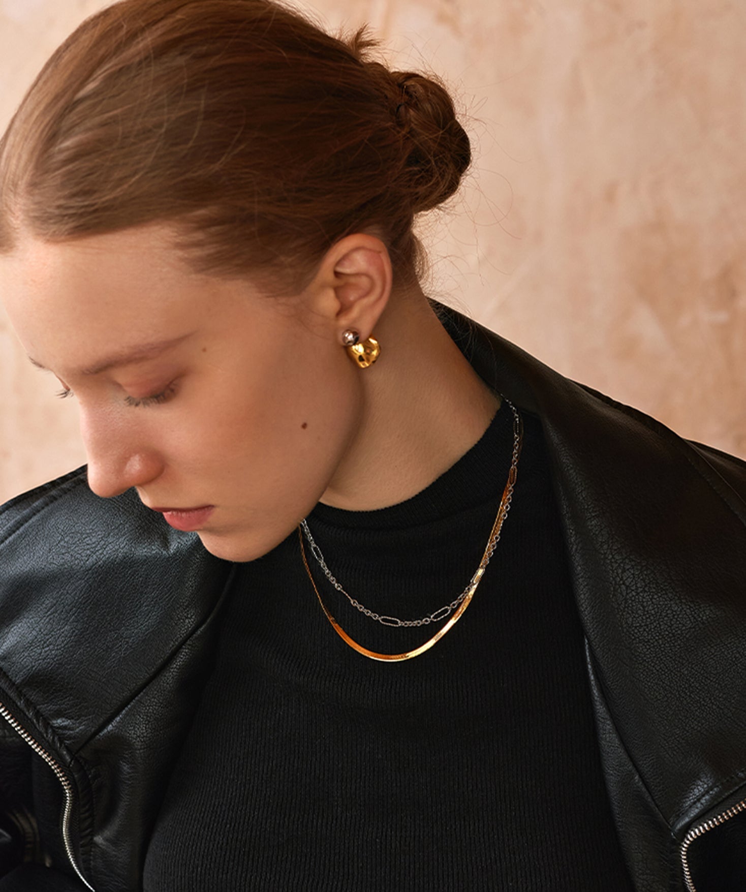 Classic Herringbone Chain Necklace in Gold | MaiaMina