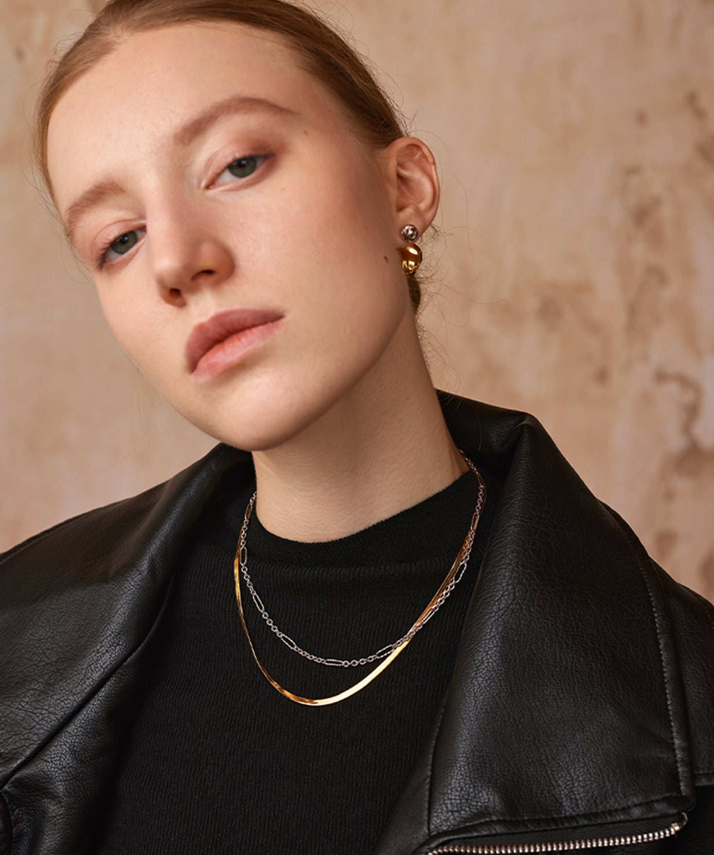 Classic Herringbone Chain Necklace in Gold | MaiaMina