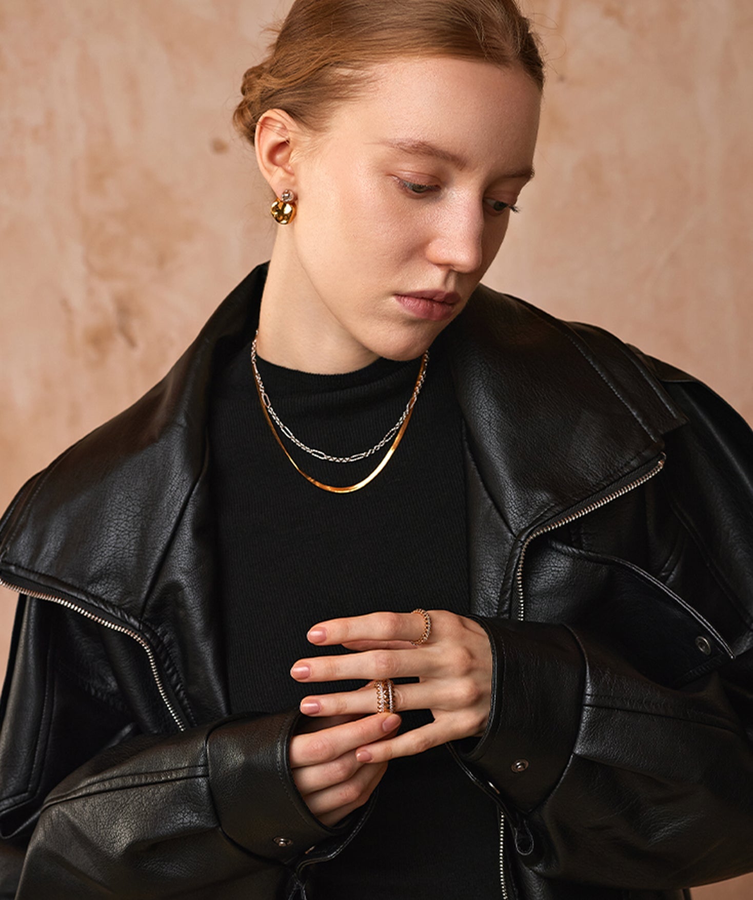 Classic Herringbone Chain Necklace in Gold | MaiaMina