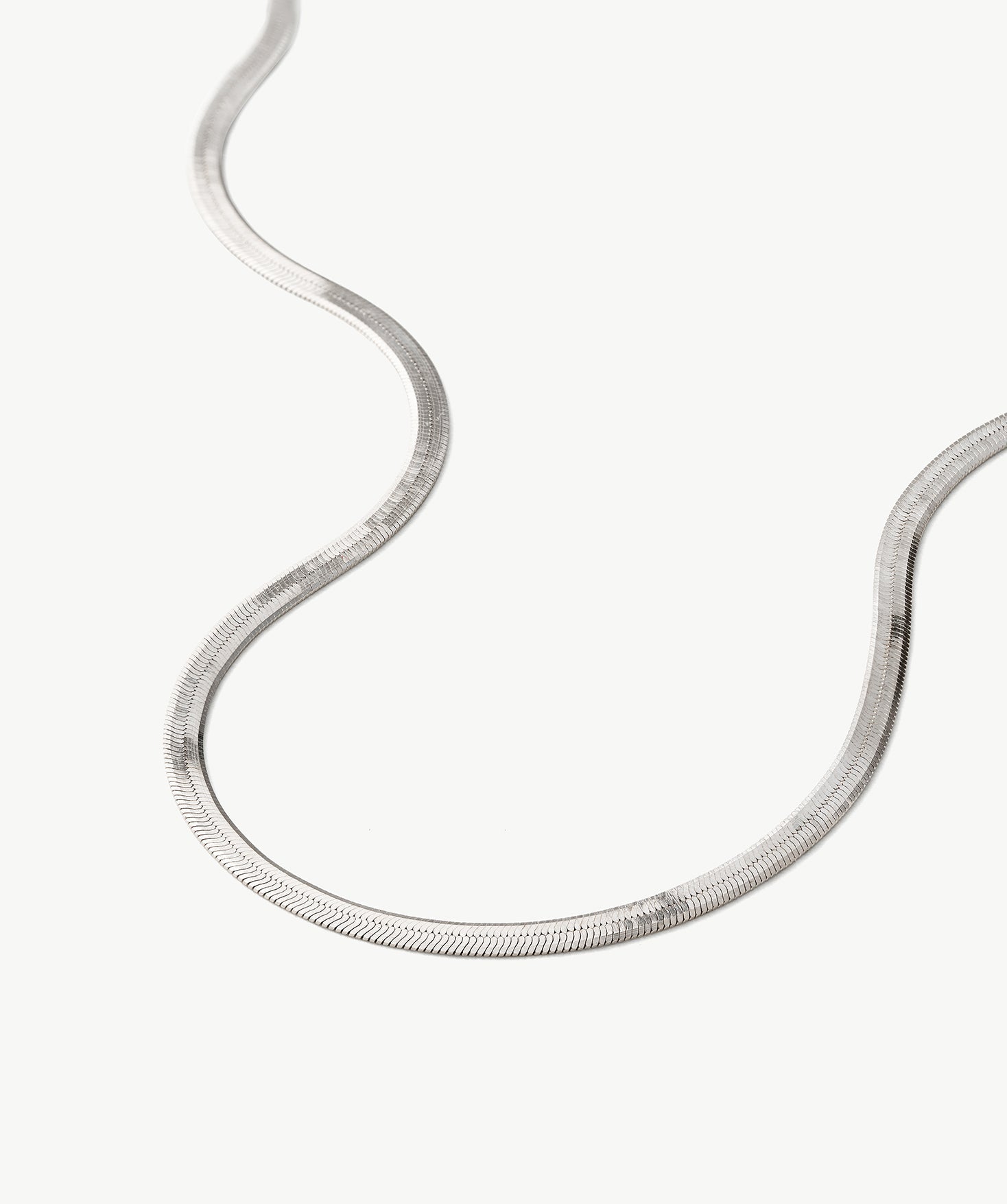 Classic Silver Herringbone Chain Necklace | MaiaMina