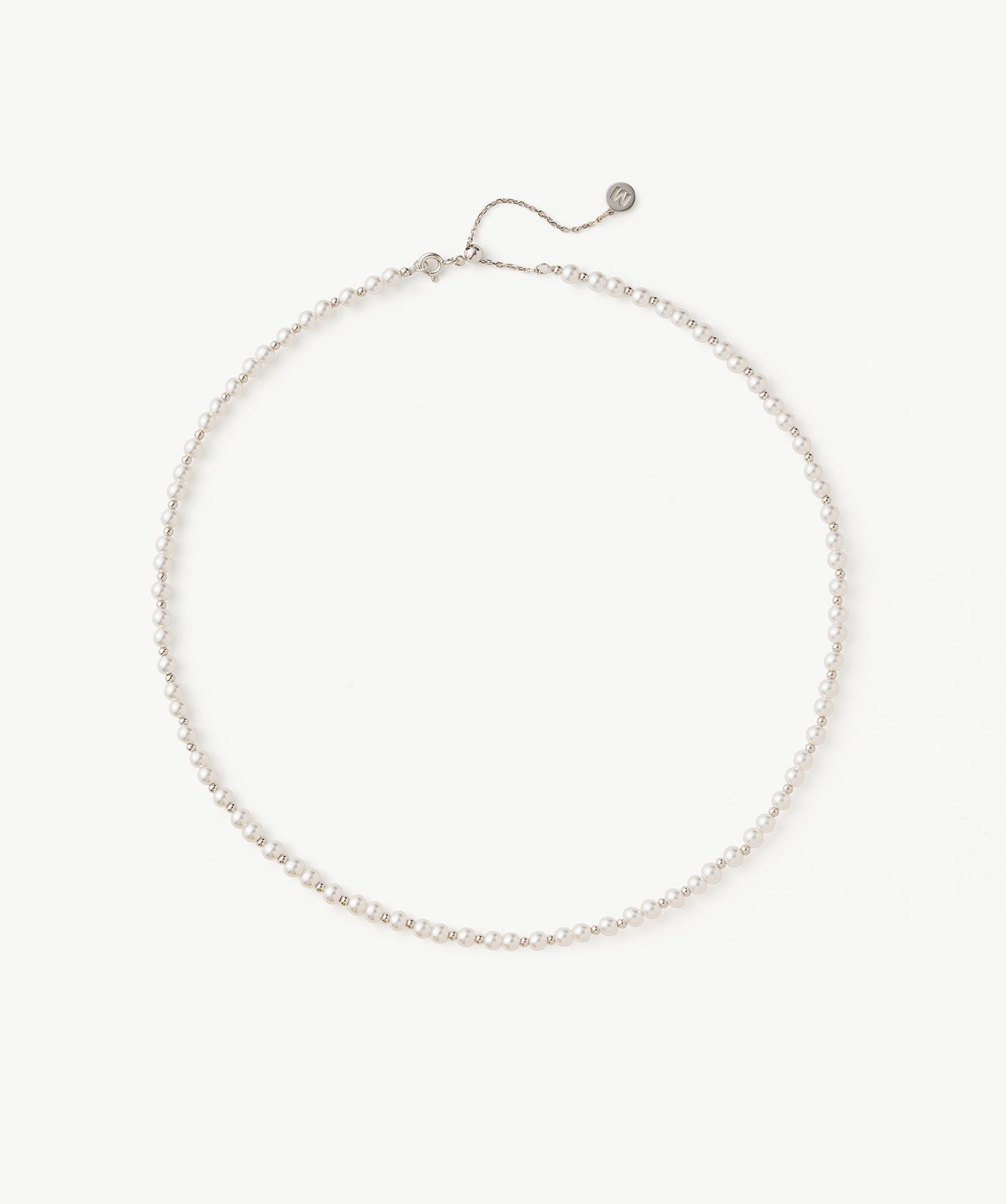 Classic Pearl Alternating Beaded Necklace in Silver | MaiaMina