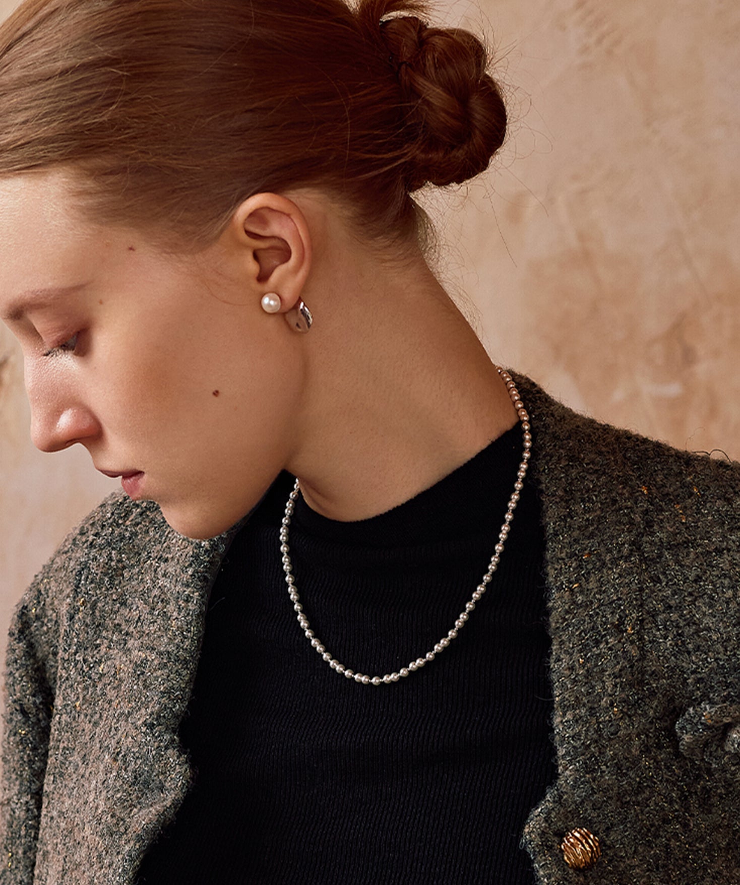 Classic Pearl Alternating Beaded Necklace in Silver | MaiaMina