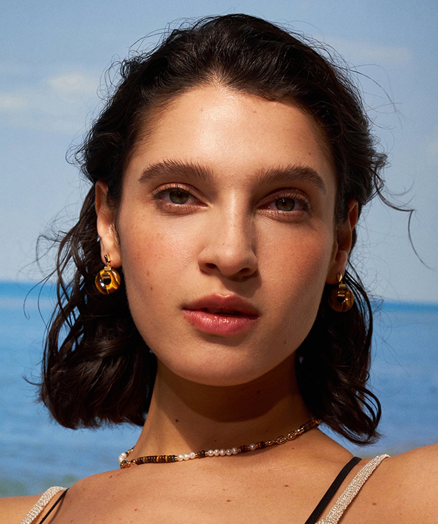 Vintage Tiger's Eye Drop Earrings, Gemstone Earrings with 18K Gold Plated on Sterling Silver | MaiaMina
