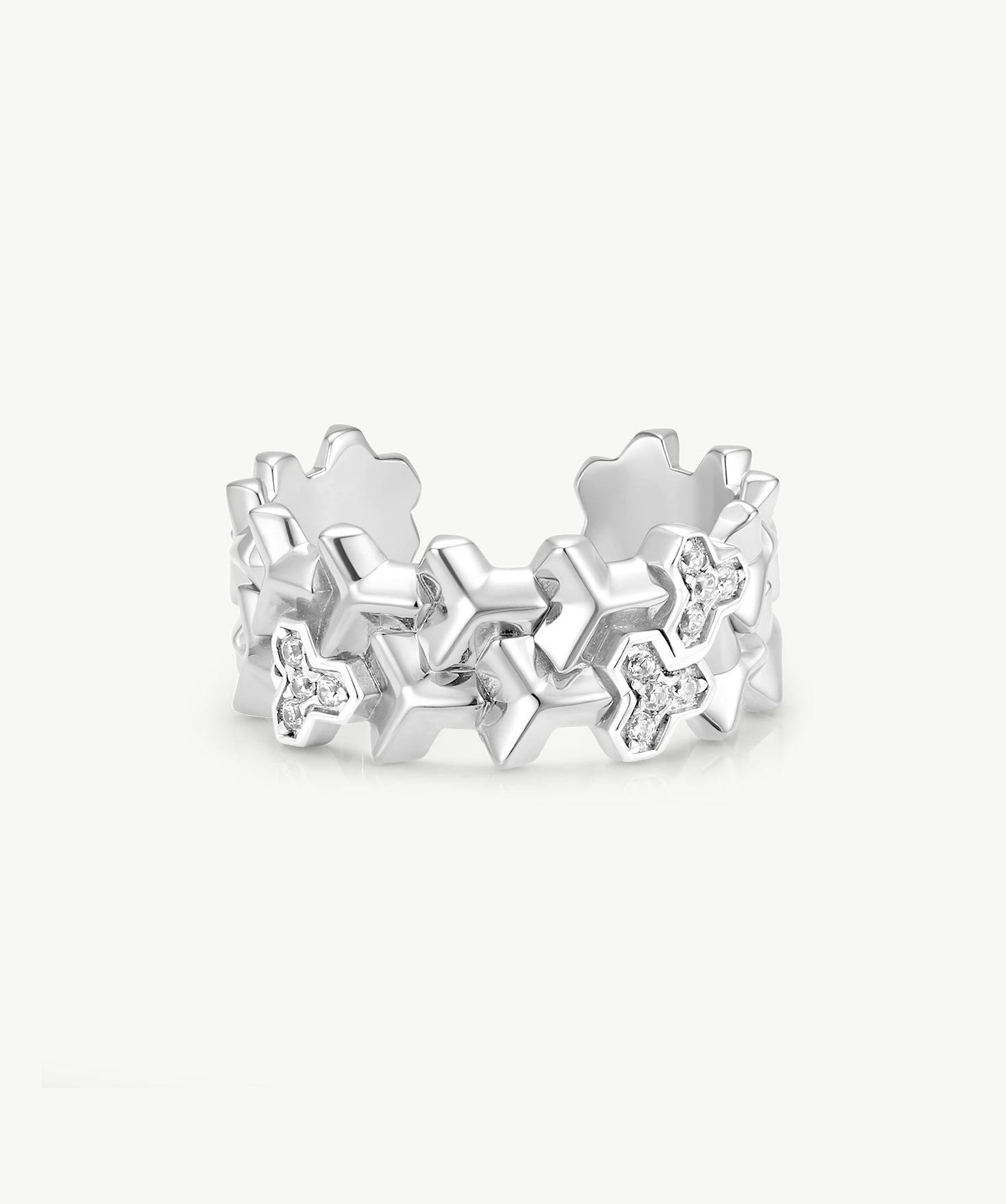 Silver Geometric Wide Band Open Ring | Belvria