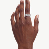 MaiaMina Open Ring Rhodium Plated Sterling Silver Geometric Link Statement Ring LYNKA