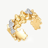 MaiaMina Open Ring Gold Vermeil Two Tone Link Chain Geometric Statement Ring LYNKA
