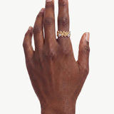MaiaMina Open Ring Gold Vermeil Two Tone Link Chain Geometric Statement Ring LYNKA