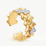 MaiaMina Open Ring Gold Vermeil Two Tone Link Chain Geometric Statement Ring LYNKA