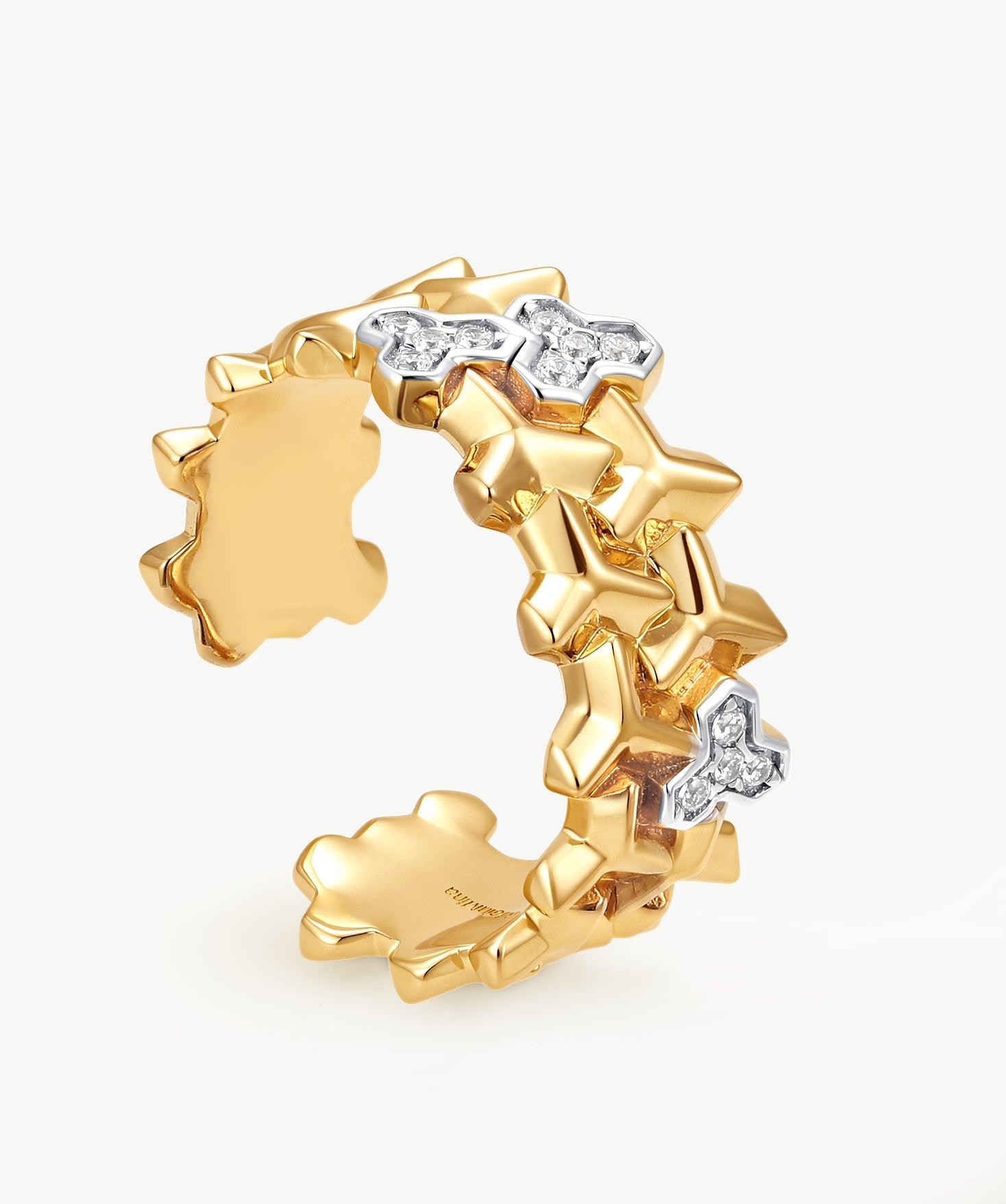 MaiaMina Open Ring Gold Vermeil Two Tone Link Chain Geometric Statement Ring LYNKA