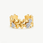 MaiaMina Open Ring Gold Vermeil Two Tone Link Chain Geometric Statement Ring LYNKA