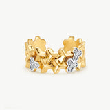 MaiaMina Open Ring Gold Vermeil Two Tone Link Chain Geometric Statement Ring LYNKA