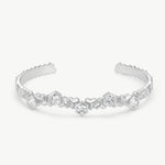 MaiaMina Silver Cuff Bracelet Geometric Link Hexagon CZ Open Bangle LYNKA