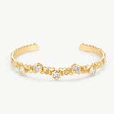 MaiaMina Gold Cuff Bracelet Geometric Link CZ Open Bangle LYNKA