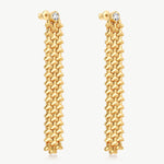 MaiaMina Gold Drop Earrings Geometric Link Long Dangle Hexagon CZ LYNKA
