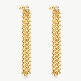 MaiaMina Gold Drop Earrings Geometric Link Long Dangle Hexagon CZ LYNKA