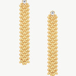 MaiaMina Gold Drop Earrings Geometric Link Long Dangle Hexagon CZ LYNKA