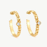 MaiaMina Gold Hoop Earrings Geometric Link Hexagon CZ Statement Hoops LYNKA