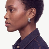 MaiaMina Hoop Earrings Rhodium Plated Geometric Link Chunky Hoop Earrings LYNKA