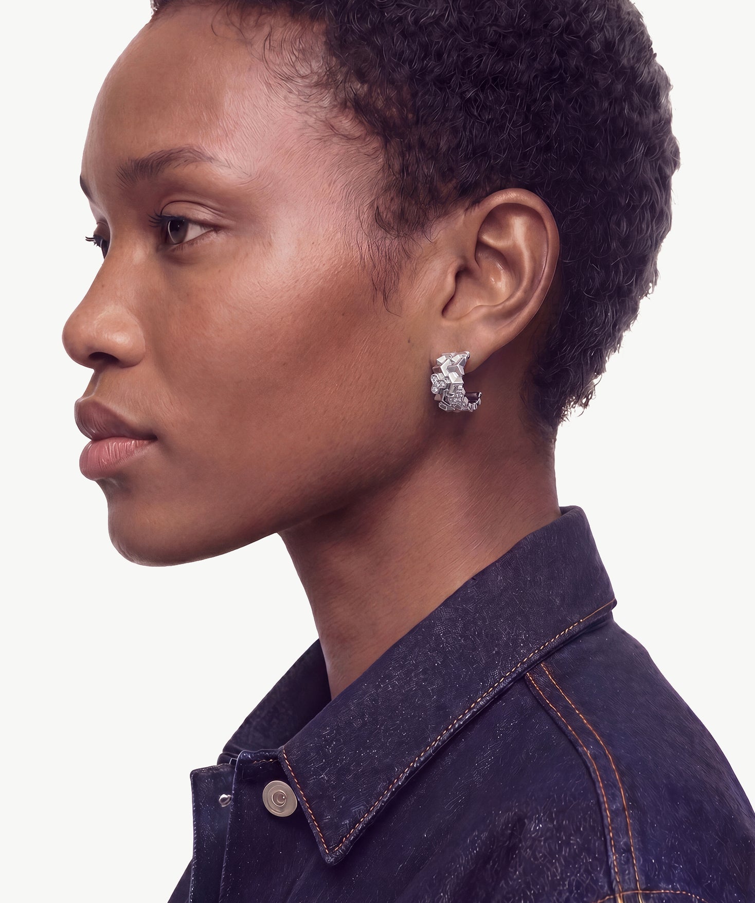 MaiaMina Hoop Earrings Rhodium Plated Geometric Link Chunky Hoop Earrings LYNKA