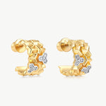 MaiaMina Hoop Earrings Gold Two Tone Geometric Link Chunky Hoop Earrings LYNKA