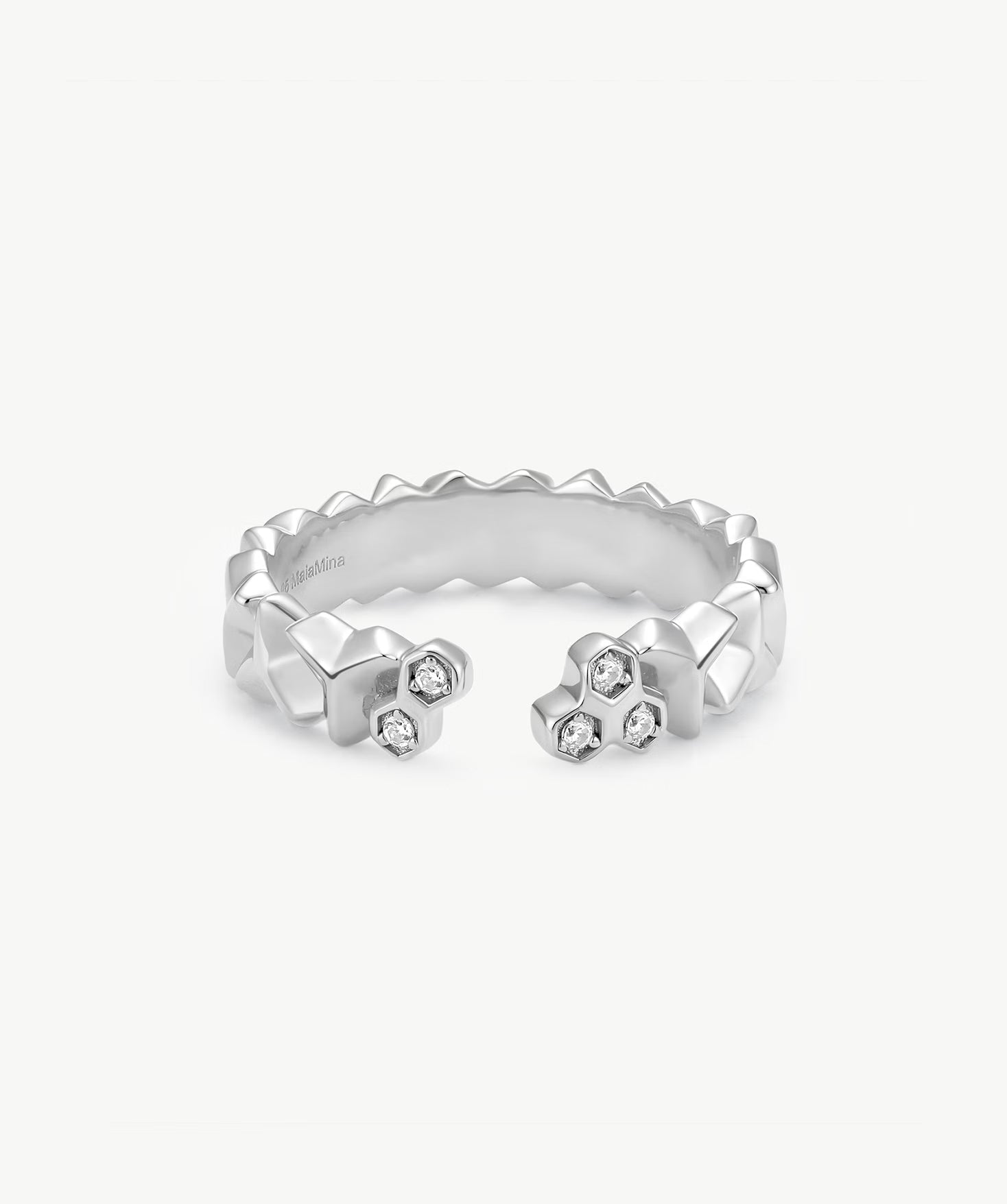 Silver Geometric Chain Link Open Ring | Belvria
