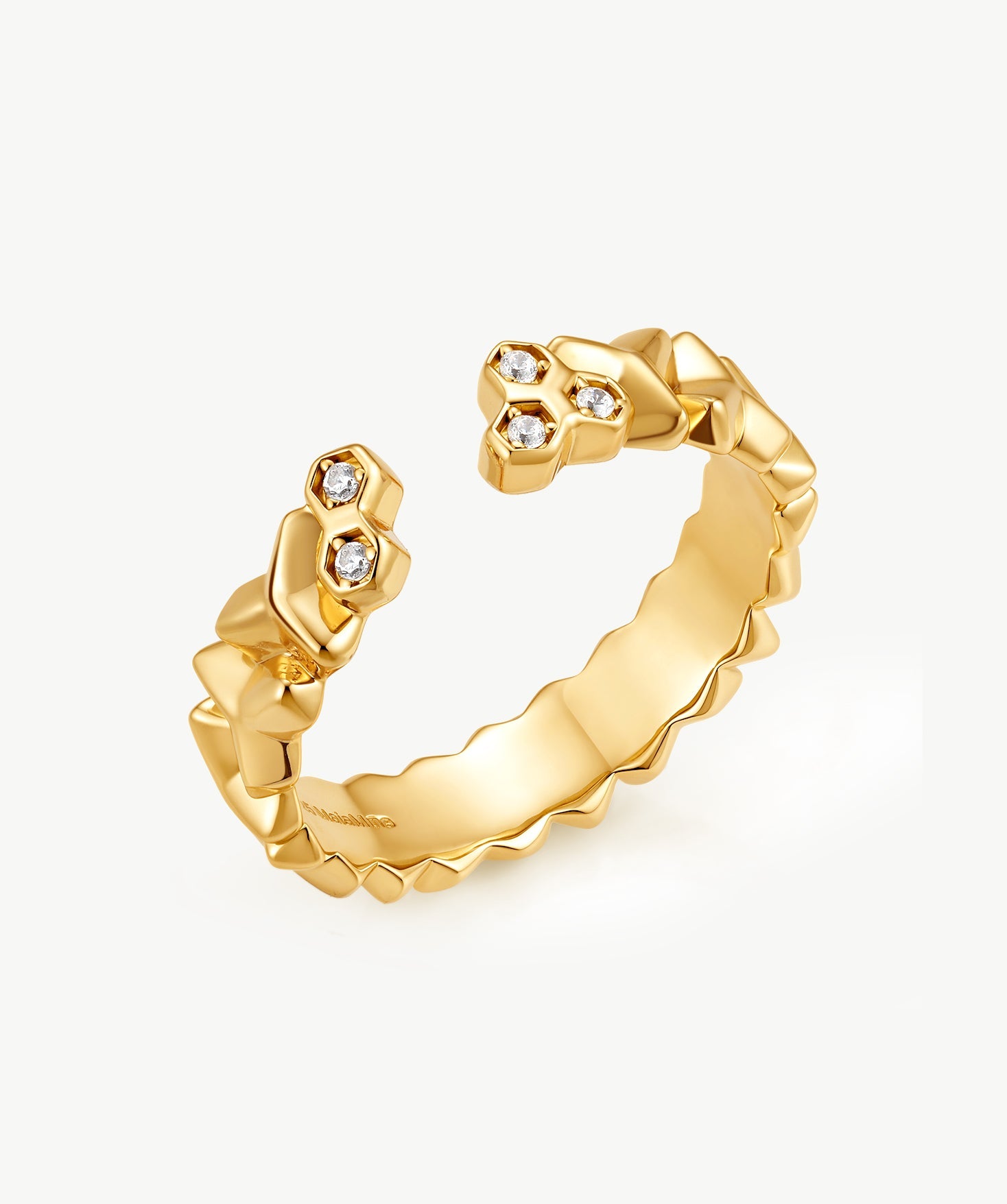 MaiaMina Open Ring Gold Vermeil Sculptural Statement Ring Minimal Modern Jewelry LYNKA