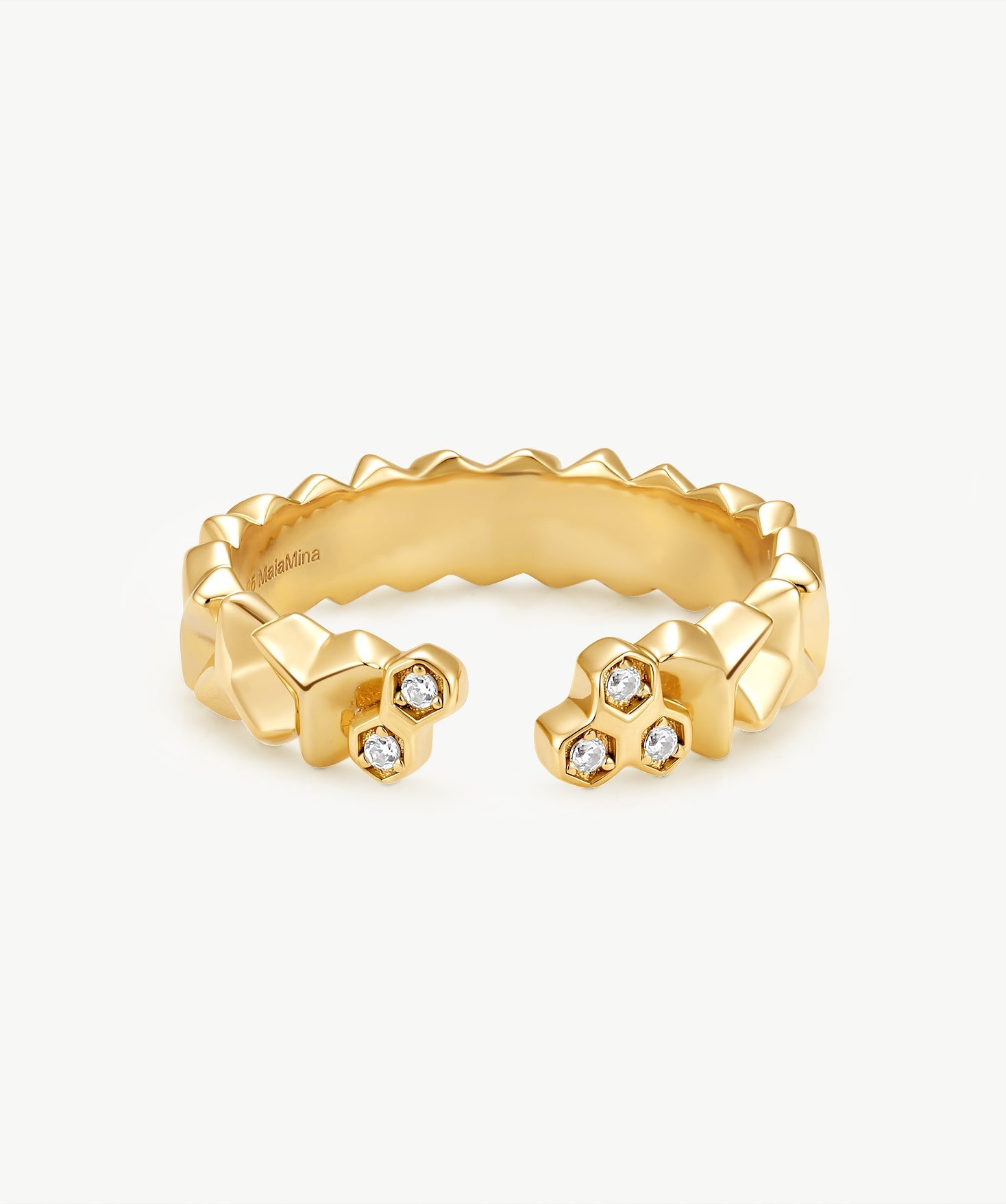 MaiaMina Open Ring Gold Vermeil Sculptural Statement Ring Minimal Modern Jewelry LYNKA