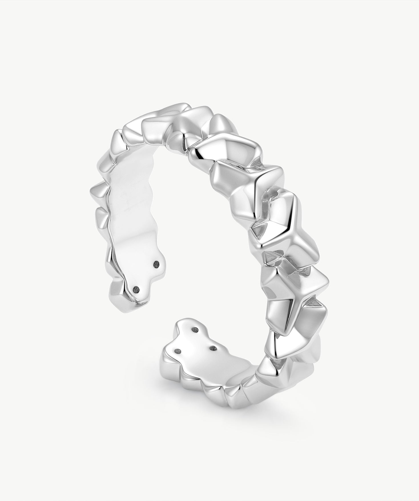 MaiaMina Open Ring Sterling Silver Geometric CZ Statement Ring LYNKA