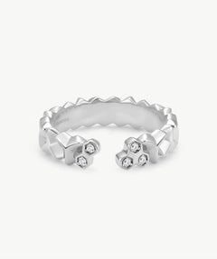 MaiaMina Open Ring Sterling Silver Geometric CZ Statement Ring LYNKA