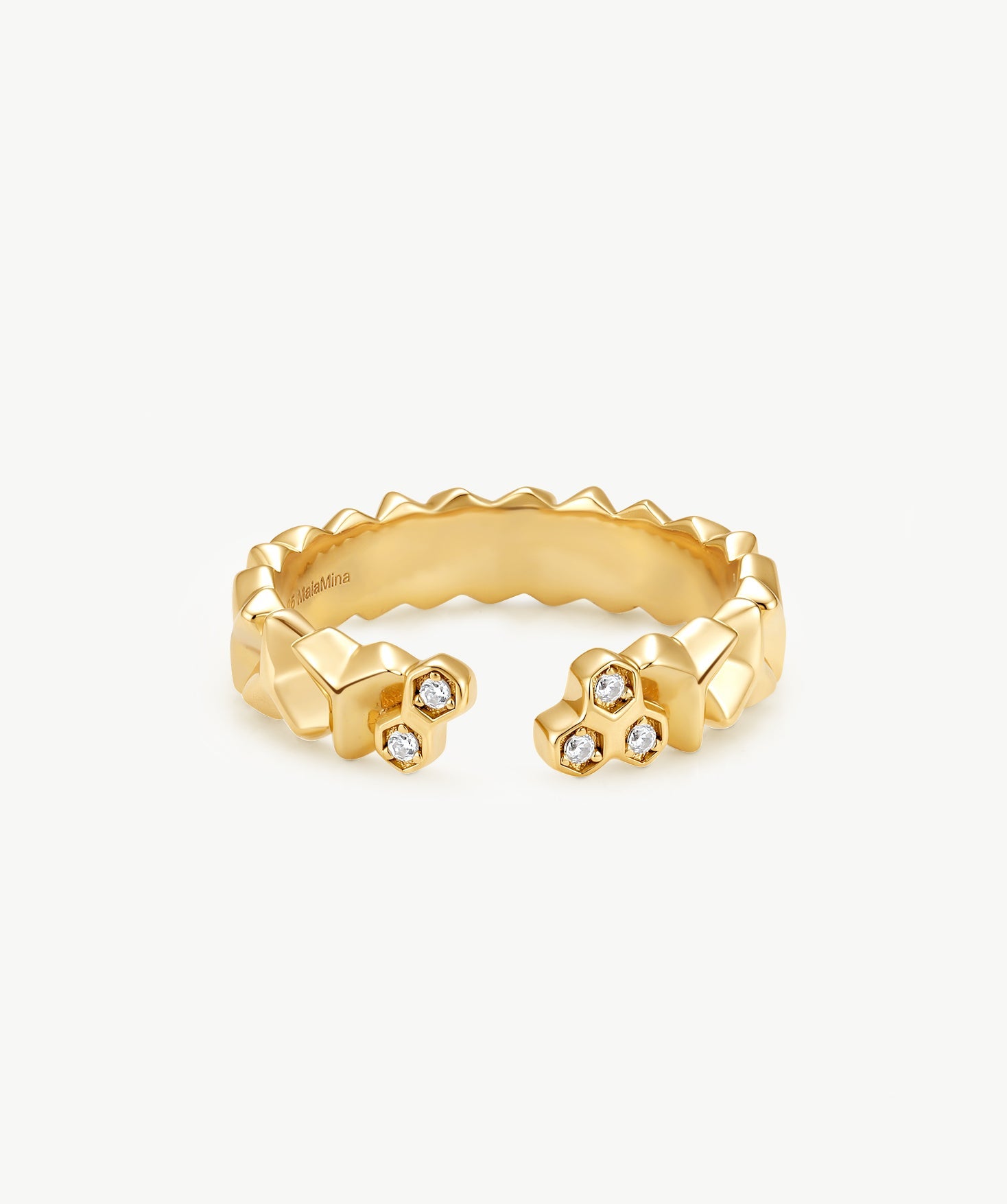 MaiaMina Open Ring Gold Vermeil Sculptural Statement Ring Minimal Modern Jewelry LYNKA