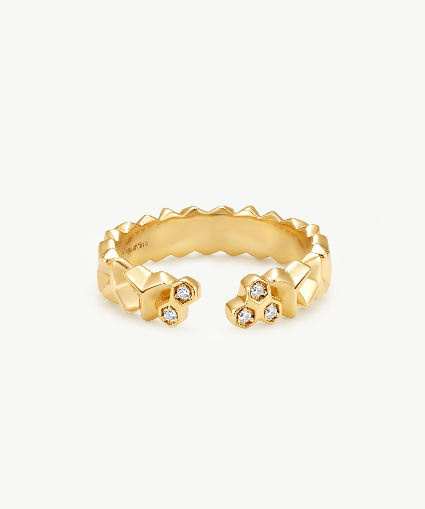 MaiaMina Open Ring Gold Vermeil Sculptural Statement Ring Minimal Modern Jewelry LYNKA