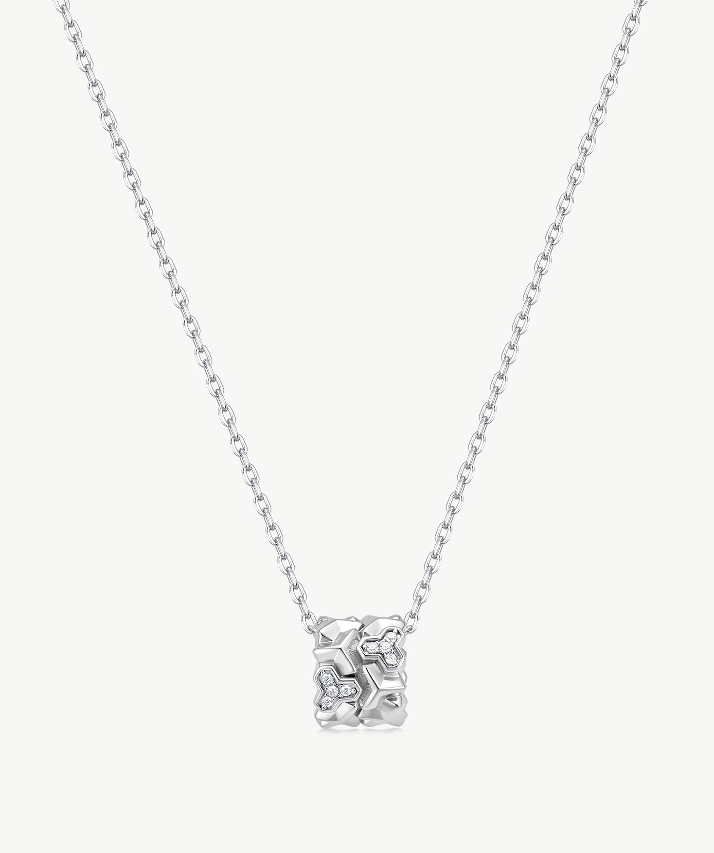 MaiaMina Pendant Necklace Sterling Silver Geometric Link Charm Necklace LYNKA