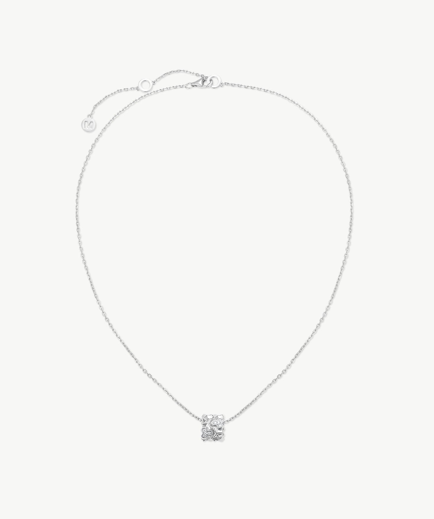 MaiaMina Pendant Necklace Sterling Silver Geometric Link Charm Necklace LYNKA