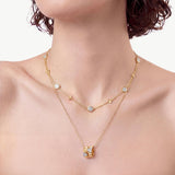 MaiaMina Pendant Necklace Gold Vermeil Two Tone Geometric Link Charm Necklace LYNKA
