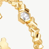 MaiaMina Open Ring Gold Vermeil Hexagon CZ Geometric Statement Ring LYNKA