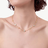 MaiaMina Gold Station Necklace Hexagon CZ Chain Layering Necklace LYNKA