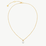 MaiaMina Gold Pearl Pendant Necklace Hexagon CZ Freshwater Pearl Drop LYNKA