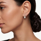 MaiaMina Pearl Stud Earrings Hexagon CZ Freshwater Pearl Drop Gold LYNKA