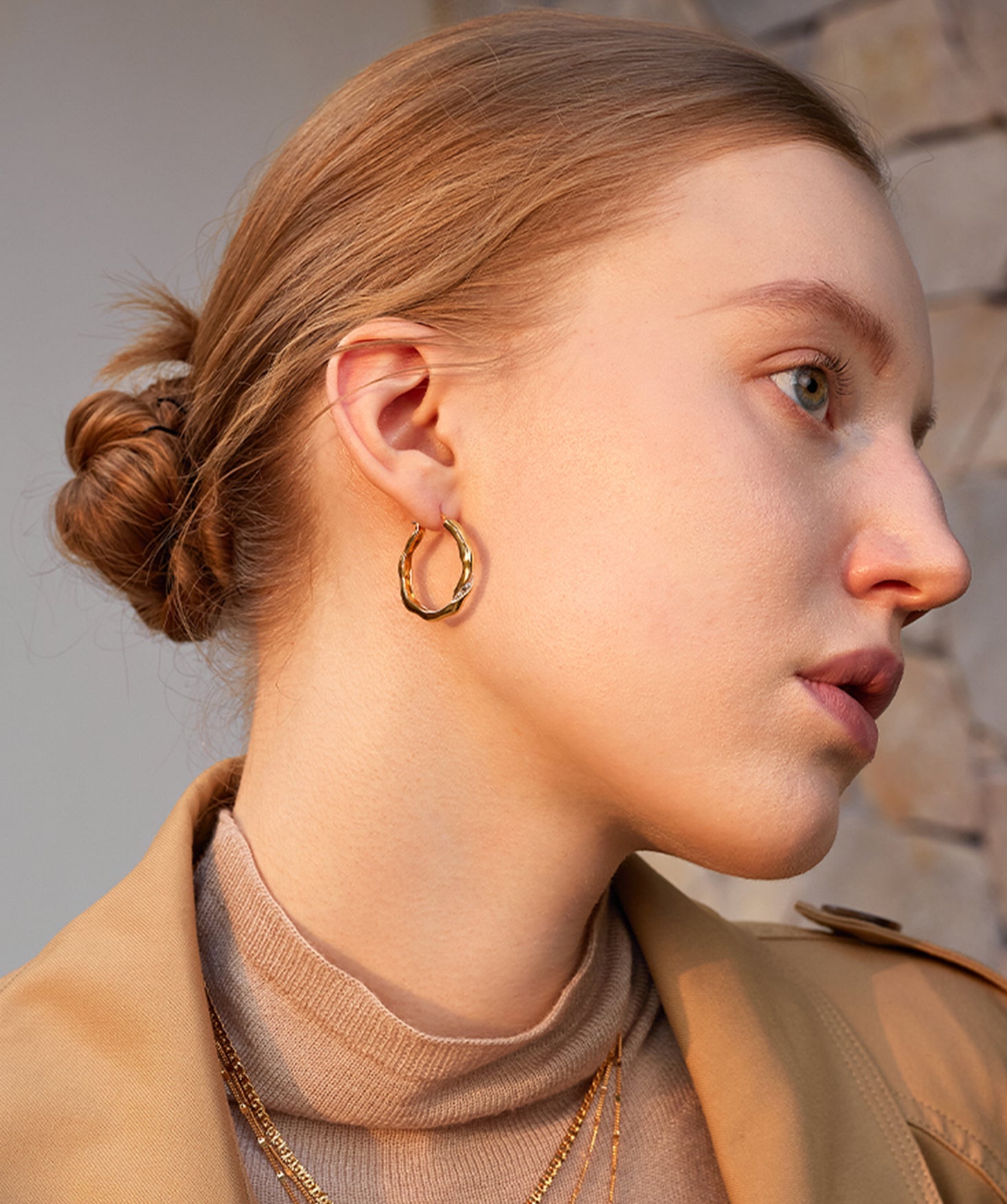 Molten Eroded Hoop Earrings – Sculptural Gold Hoops with Pavé Detailing | MaiaMina