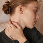 Silver Molten Stud Earrings with Pavé Detail – Rhodium Plated Recycled Silver | MaiaMina