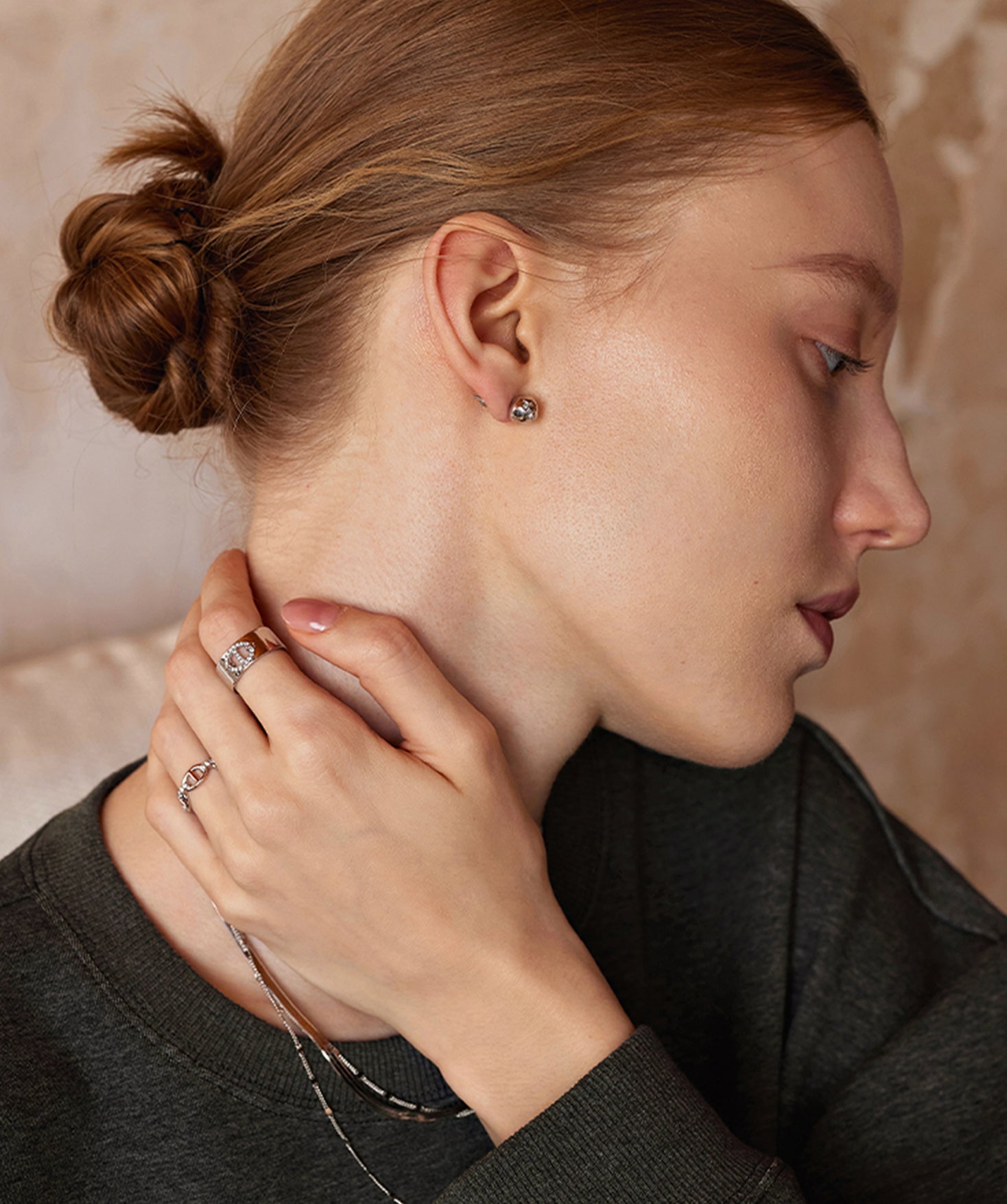 Silver Molten Stud Earrings with Pavé Detail – Rhodium Plated Recycled Silver | MaiaMina