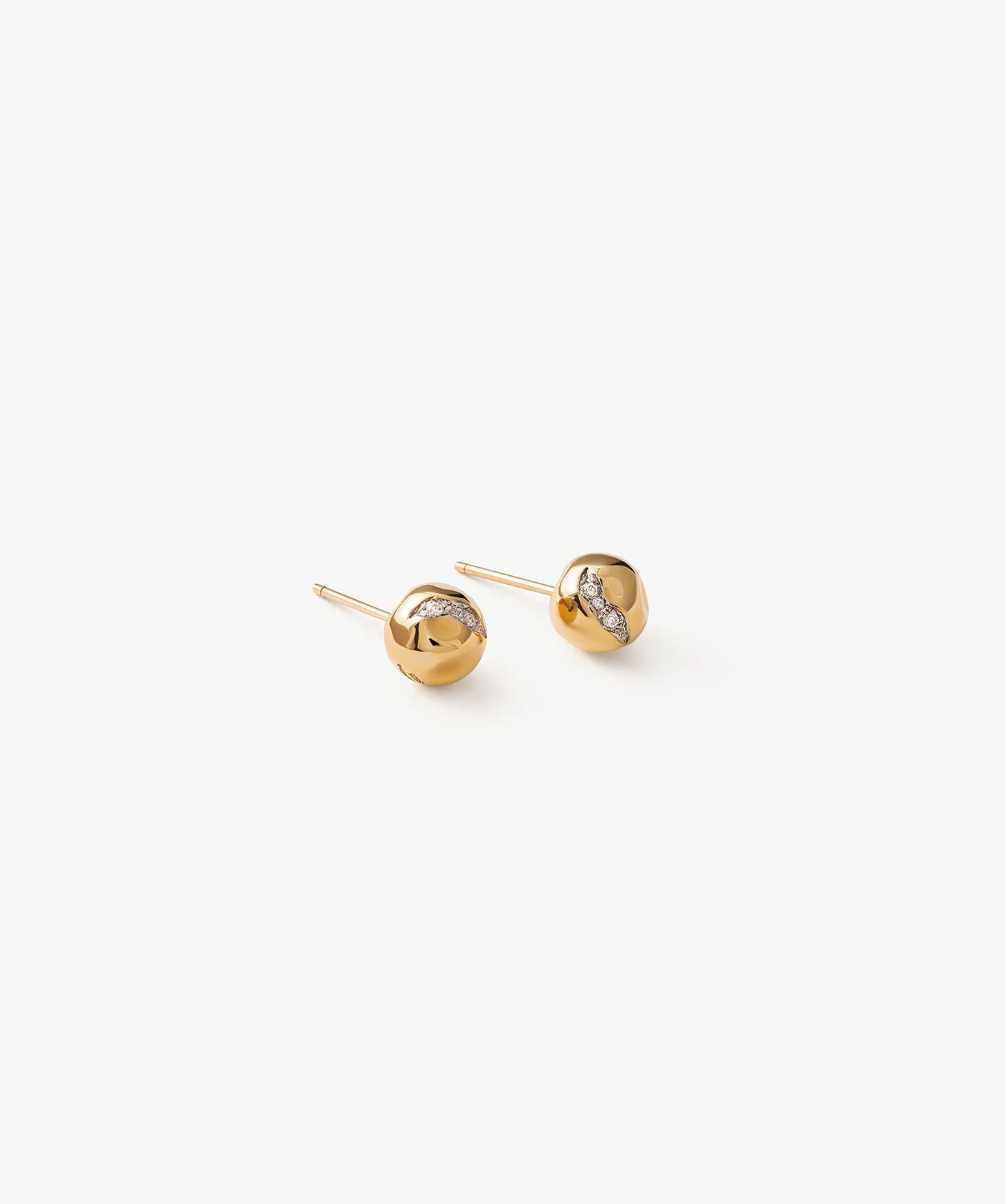 Gold Molten Stud Earrings with Pavé Detail – 18K Gold Vermeil Jewelry | MaiaMina
