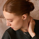 Silver Molten Stud Earrings with Pavé Detail – Rhodium Plated Recycled Silver | MaiaMina